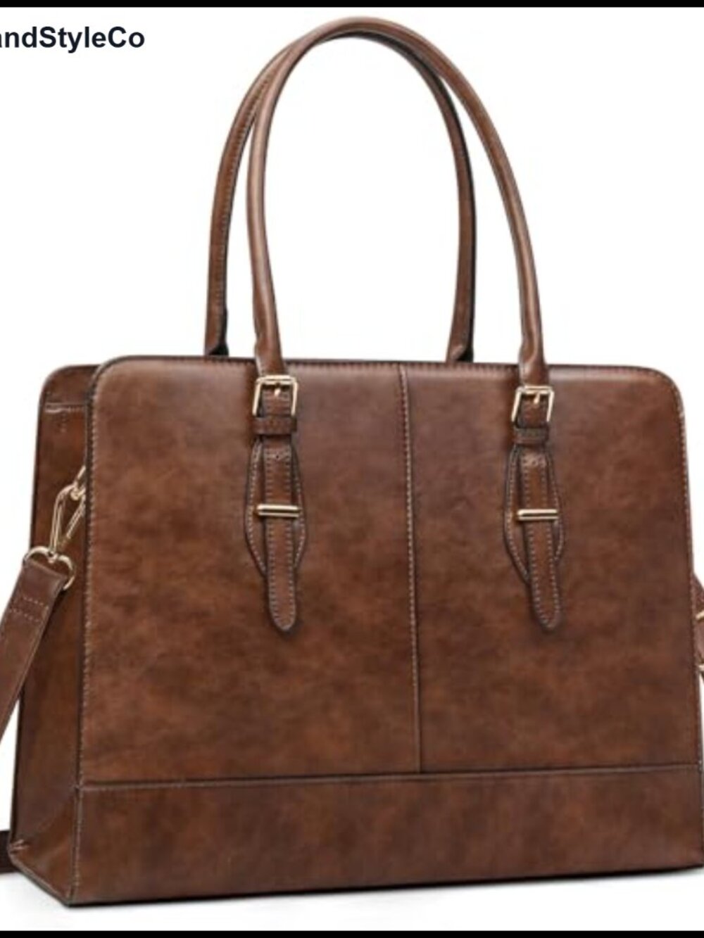 PU Leather Laptop Tote 15.6 Inch Work Bag with Shoulder Strap